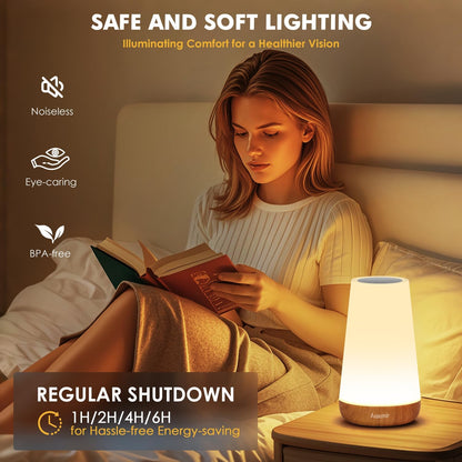 LED Night Light Bedside Lamp Touch and Remote Control Dimmable Tabletop 13 RGB Colors Changing 5 Brightness Adjustable Rechargeable Portable Lamp for Baby Kids Nursery Bedroom Bathroom Outdoor Camping