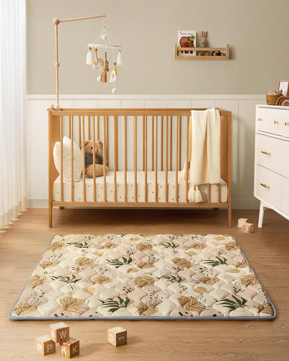 Blissful Diary Baby Play Mat, 47x47 Infant Play Mat for Playpen, Thicken Foam Cushioned Baby Mat for Floor, Non-Slip Kids Play Mat, Washable Baby Playmat for Babies,Toddlers, Earth Tones Design