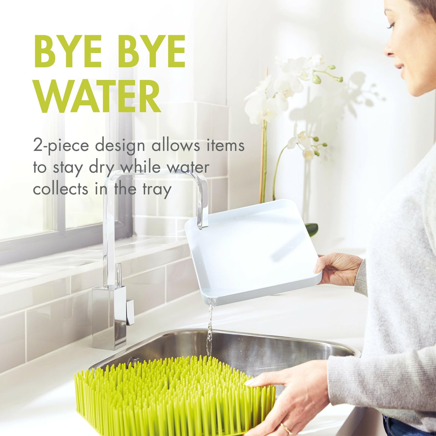 Boon Lawn Countertop Baby Bottle Drying Rack - Spring Green - 13.5x11x2.5