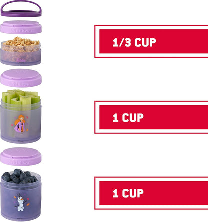 Whiskware Disney Princess Frozen, Stackable Snack Containers for Kids, Durable Food Storage