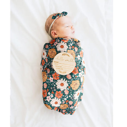 Konssy Baby Girl Newborn Receiving Blanket with Matching Headband and Beanie Set Baby Swaddle Nursery Swaddle Wrap