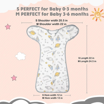 2 Pack Transition Swaddle with 2 Way Zipper, 2 in 1 Arms in/Out Transitional Arms Up Swaddle, 100% Cotton Newborn Swaddles Zipper Swaddles Baby Swaddling Sack Sleeping Sack 3-6 Months