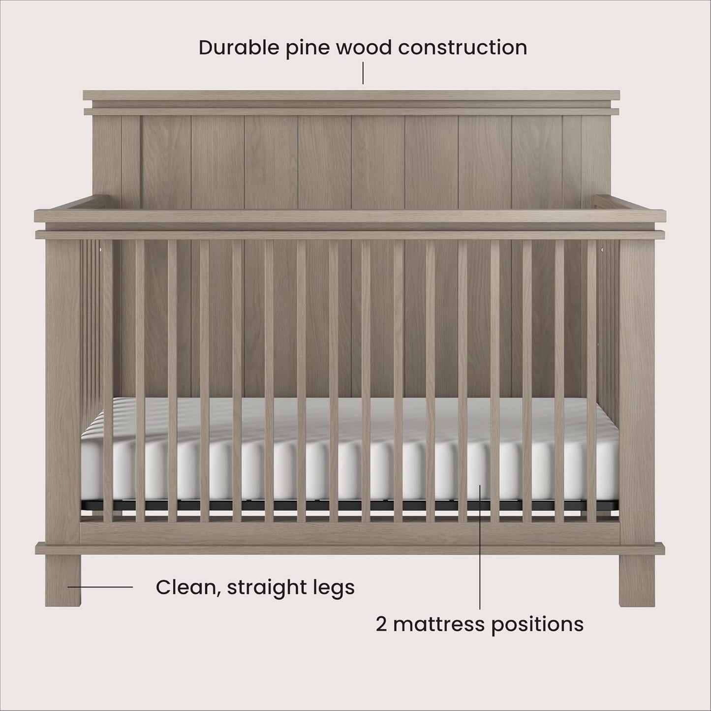 Child Craft Denman 4-in-1 Convertible Crib, Baby Crib Converts to Day Bed, Toddler Bed and Full