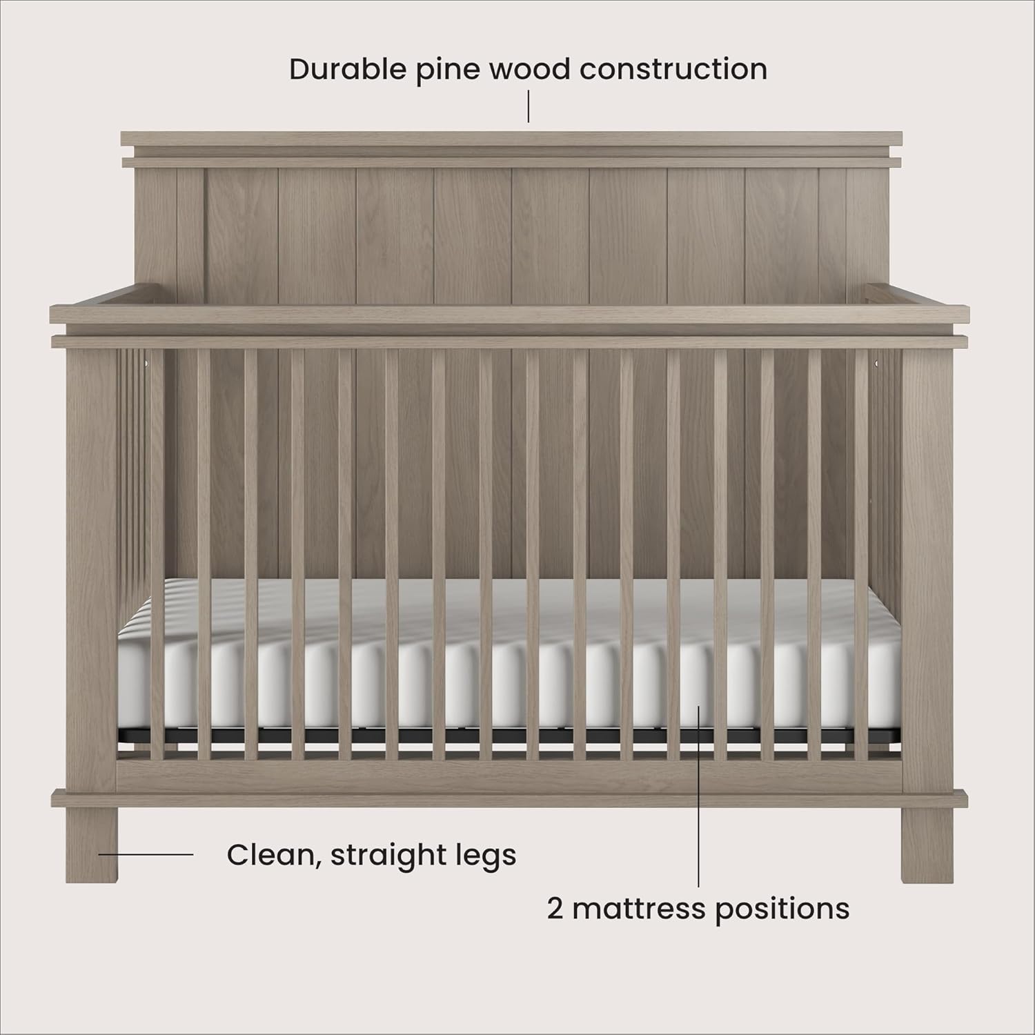 Child Craft Denman 4-in-1 Convertible Crib, Baby Crib Converts to Day Bed, Toddler Bed and Full