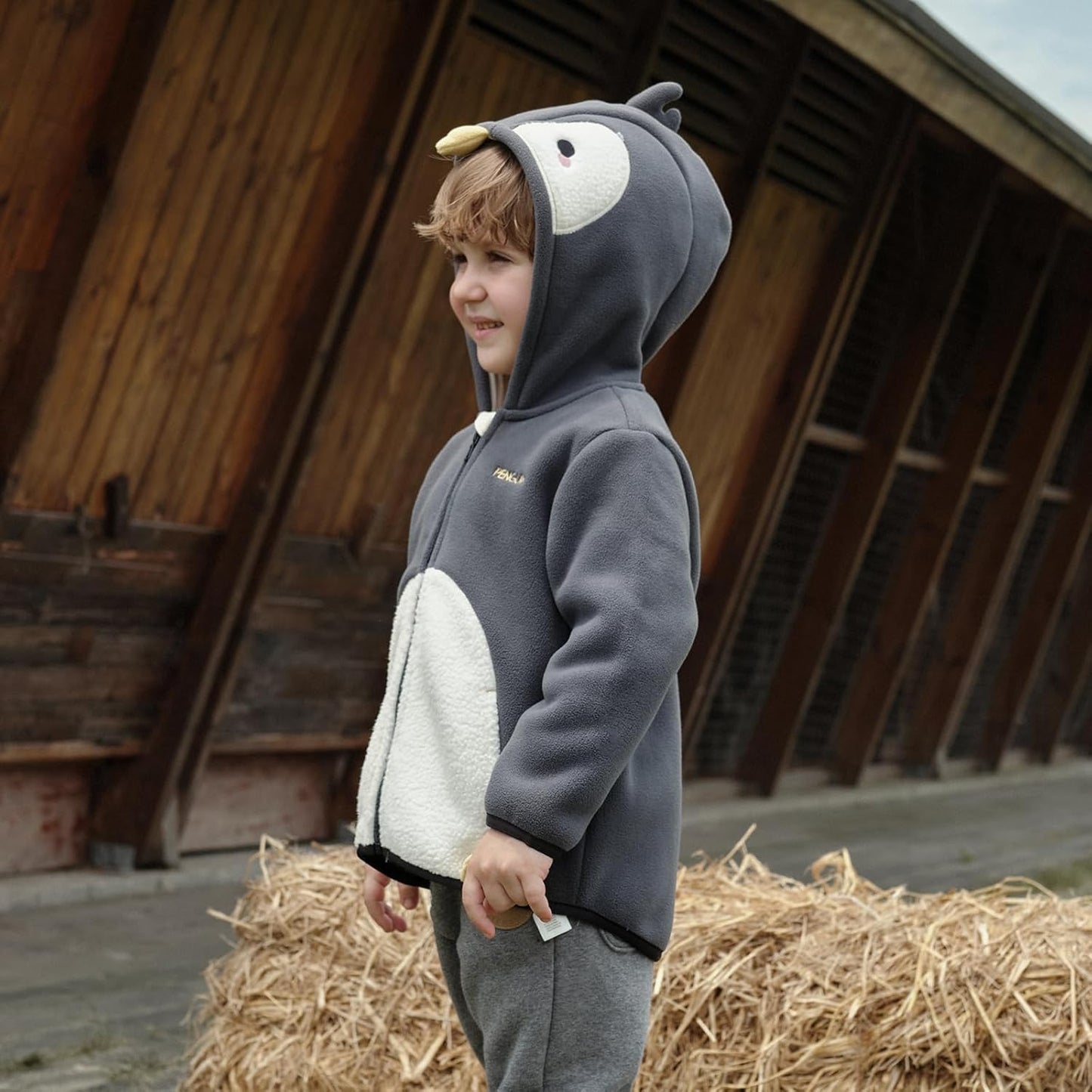 DAVE&BELLA Toddler Fleece Jacket, Baby Boys Girls Animal-shaped Hooded Zipper Long Sleeve Warm Spring Autumn Outerwear Coat