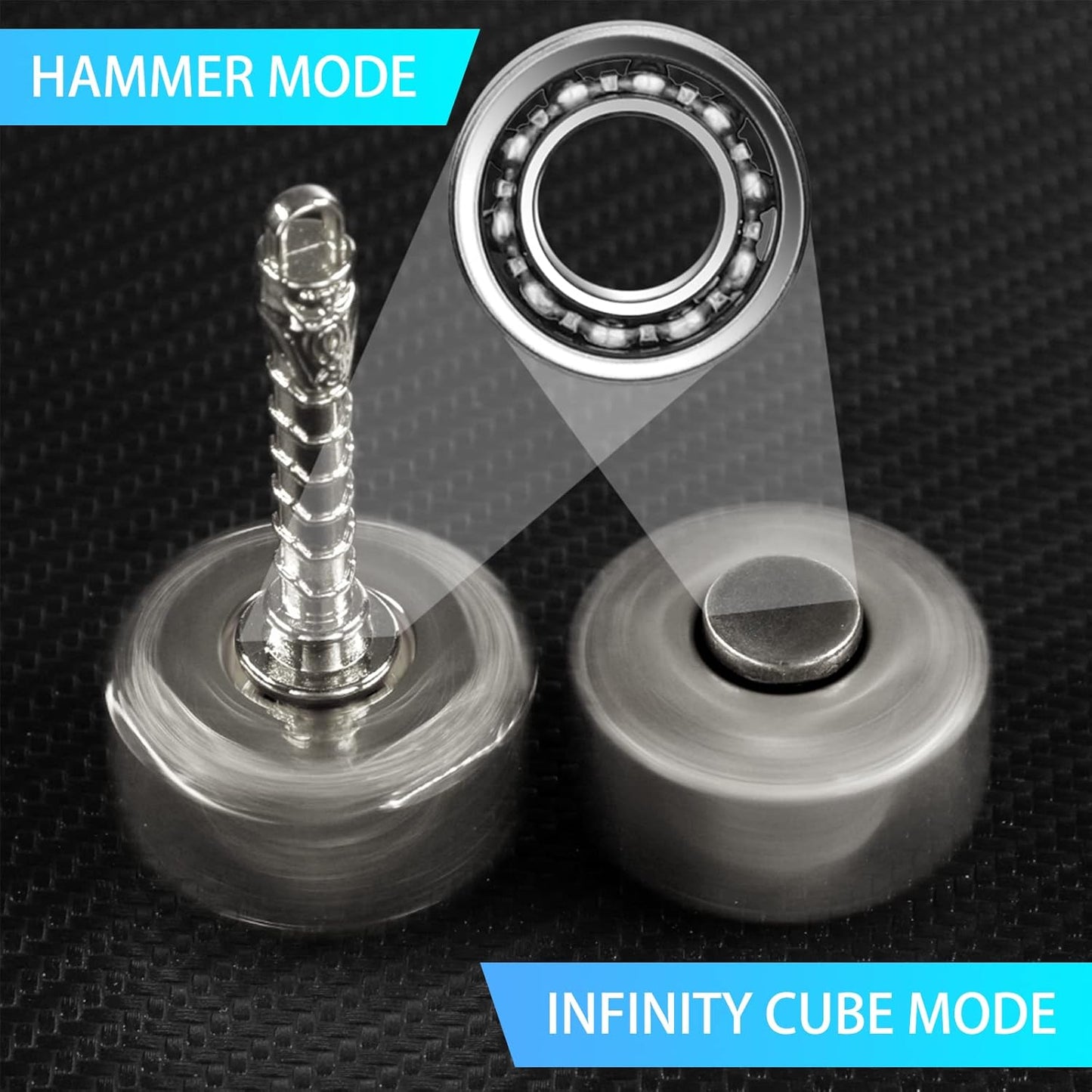 Cool Mini Hammer Fidget Spinner Transform Fingetip Spinner Metal for Kids Adults, Sensory Fidget Toy Infinity Cube Block, Fidgit Desk Toy, Anti Stress Anxiety Relief Stuffer Gifts for