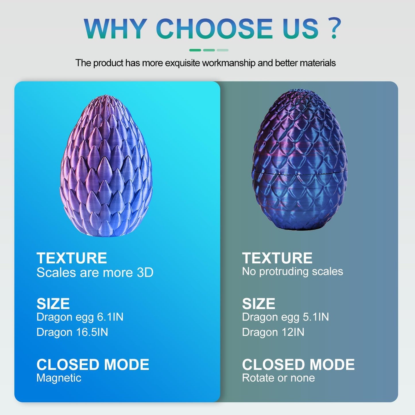 Dragon Eggs with Dragon Inside, 16.5 Inch Large 3D Printed Dragon Egg Articulated Dragon Crystal Dragon Executive Desk Toys Fidget Toy for Autism/ADHD (Gold Rose Red, with Egg)