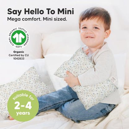 Mini Toddler Pillow with Pillowcase - 9x13 My Little Dreamy Travel Kids Pillow for Sleeping, Toddler Bed, Small, Tiny, Organic Cotton Pillowcase, Soft & Breathable, Kids 2-4 Years Old (Prairie)