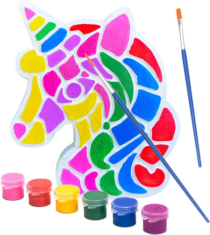 TOYLI Unicorn Painting Kit for Kids, Art Set, DIY Project, Stepping Stone Kit, Includes 2 Brushes and 6 Paints, Mess-Free Arts and Crafts