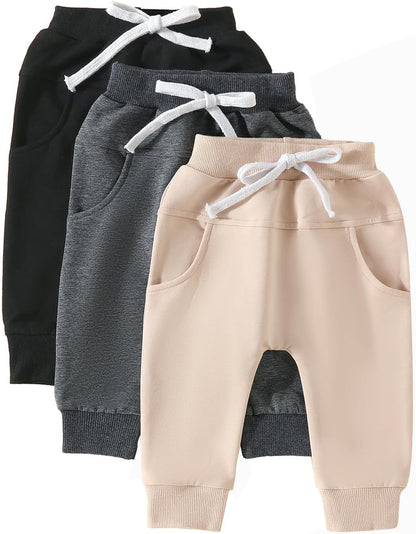 Baby Pants Toddler Infant Newborn Baby Boy Girl Sweatpants Long Joggers Pants Unisex Boy 's Clothing 3 Pack