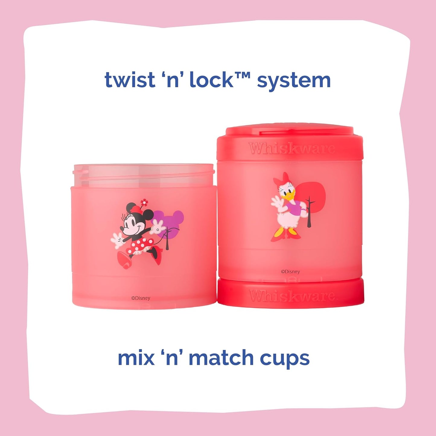 Whiskware Disney Stackable Snack Containers for Kids and Toddlers, 3 Stackable Snack Cups for