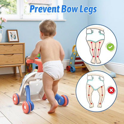 QDRAGON 3 in 1 Baby Walker and Activity Center for Boy 12-18 Months, Blue