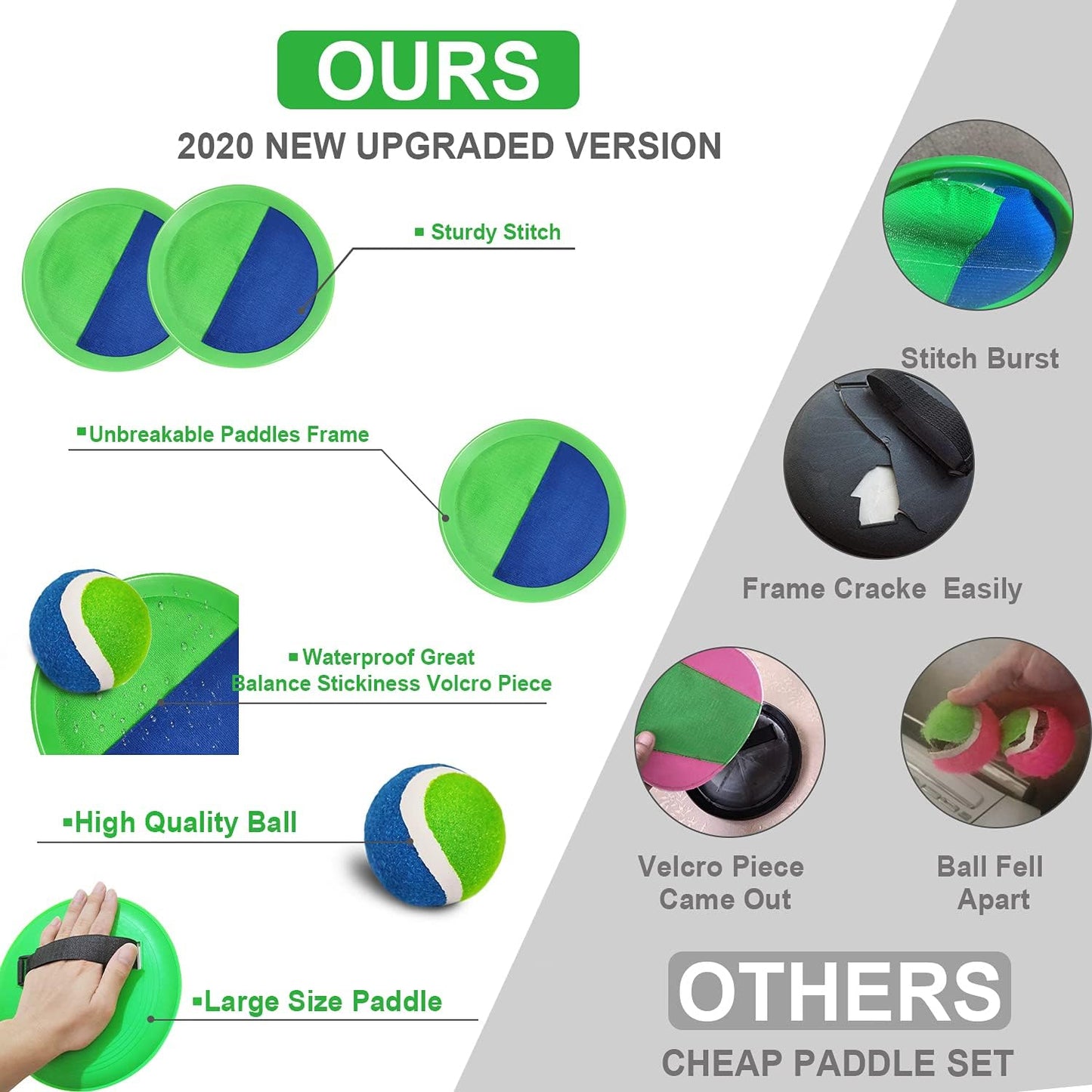 Jalunth Ball Catch Set Game Toss Paddle - Beach Toys Back Yard Outdoor Games Lawn Backyard Target Throw Catch Sticky Mitt Set Age 3 4 5 6 7 8 9 10 11 12 Years Old Boys Girls Kids Easter Gifts