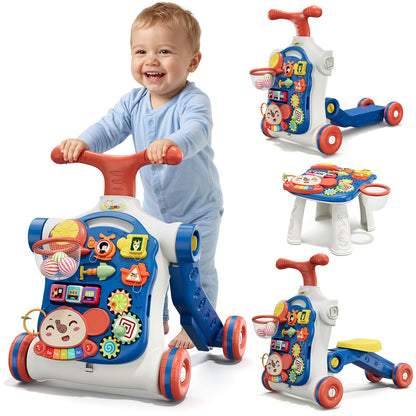 HYES 5 in 1 Baby Push Walker for Baby Boy, Blue