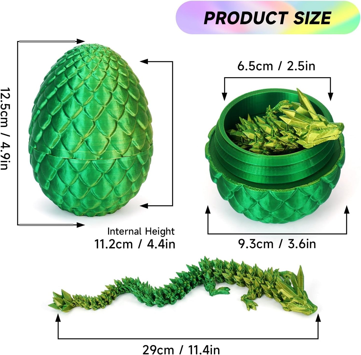3D Printed Dragon Egg,Dragon Eggs with Dragon Inside,Crystal Dragon Fidget Toys,Full Articulated