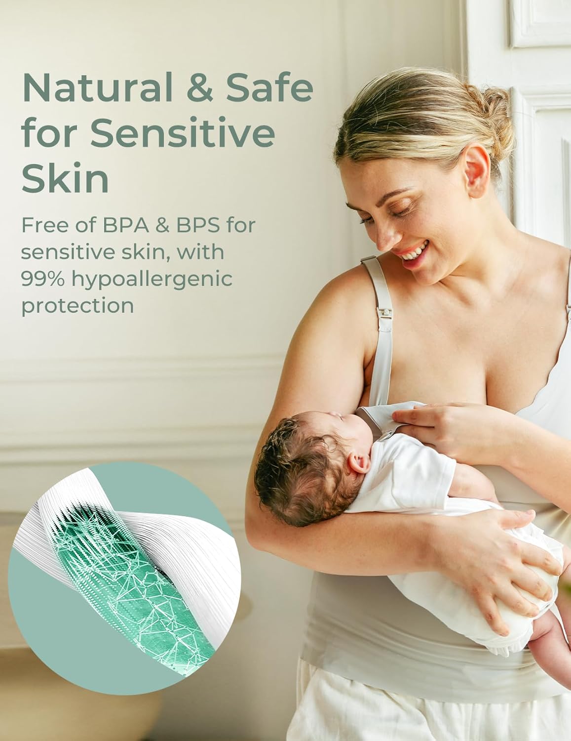 Momcozy Bamboo Disposable Nursing Pads, Advanced Blue Core for Ultra-Absorbent, Leakproof & 3D