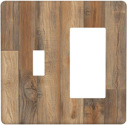 Outlet Covers Retro Rustic Brown Wood Grain 1 Toggle 1 Rocker Combination Decorative Wall Plate