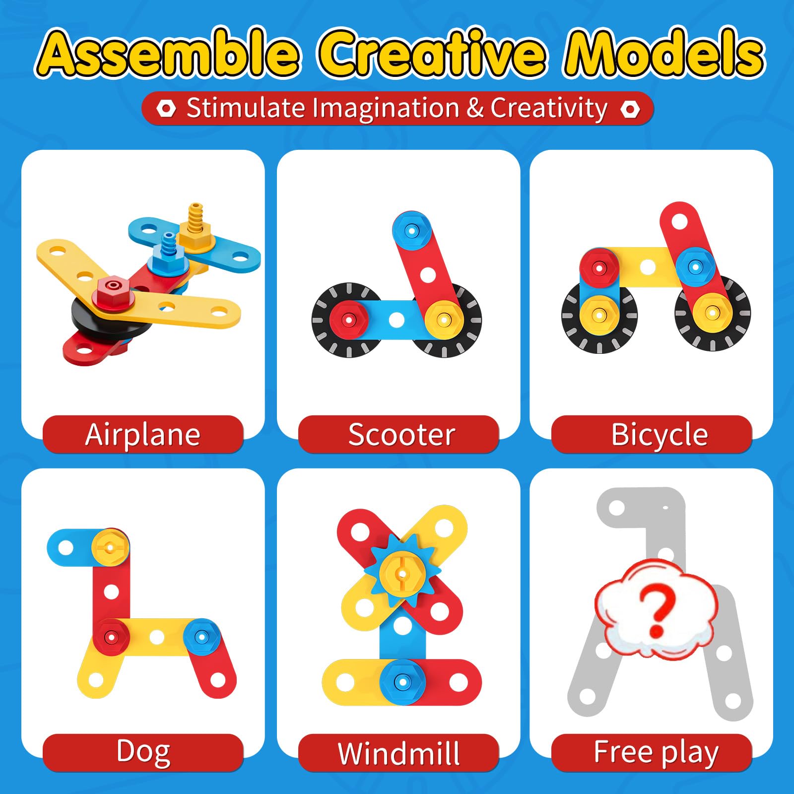 Lehoo Castle Montessori Kids Tool Set, Wooden Toddler Tool Set for Ages 2-4