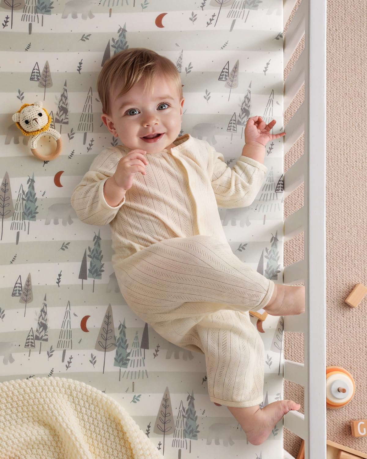 Yoofoss Baby Crib Sheets 2 Pack for Boys and Girls - 52x28 Fitted Crib Sheet Neutral Fits for