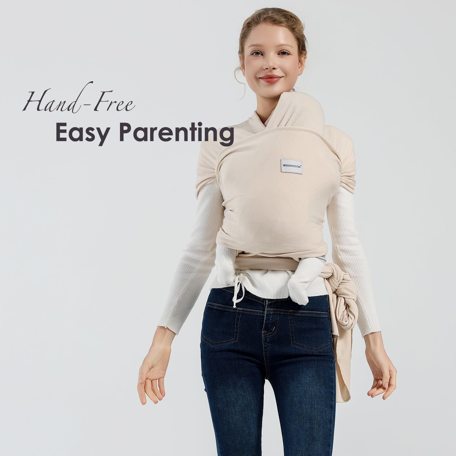 MISSWISDOM Baby Wraps Carrier, Baby Carrier Wrap Newborn Sling 7-35lbs, Baby Wearing Wrap Newborn