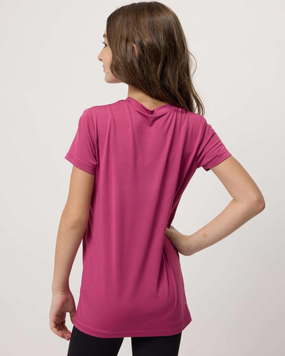 Real Essentials 5 Pack: Girls Short Sleeve Dry-Fit Crew Neck Active Athletic Performance T-Shirt
