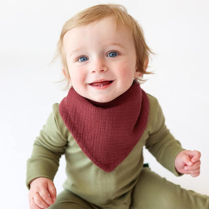 Konssy Muslin Baby Bibs 10 Pack Baby Bandana Drool Bibs 100% Cotton for Unisex Boys and Girls, Soft Absorbent Set for Teething and Drooling