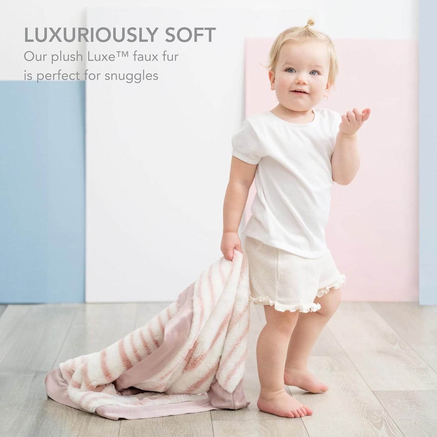 Little Giraffe Baby Blanket - Luxe Soft Blanket with Satin Trim - Baby Stroller Blanket - Newborn