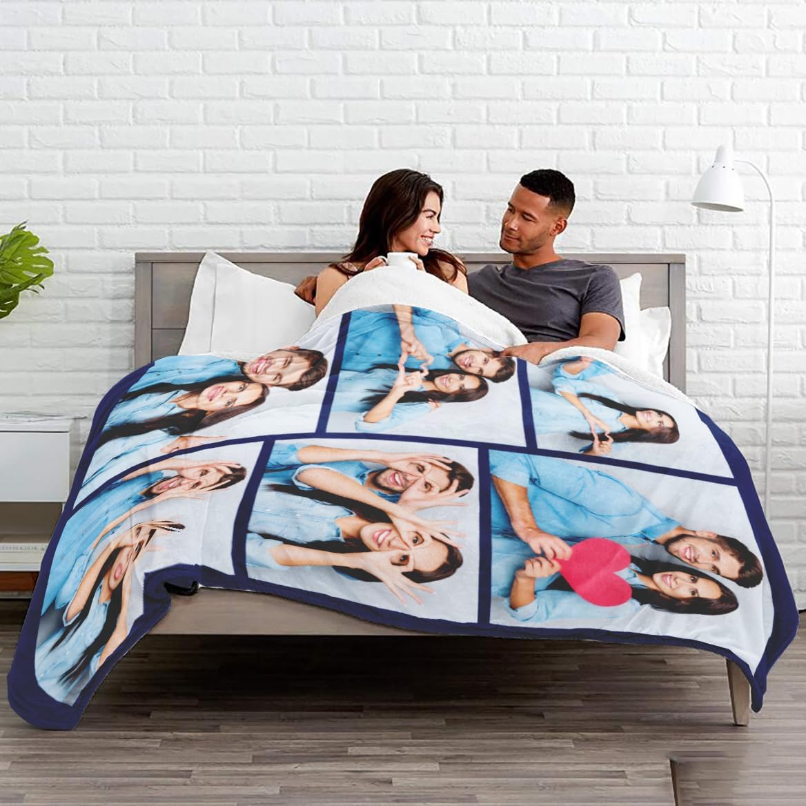 Ships Next Day, Custom Photo Blankets with 6 Pictures, Personalized Memorial Keepsake Gifts for Her, Made in The USA