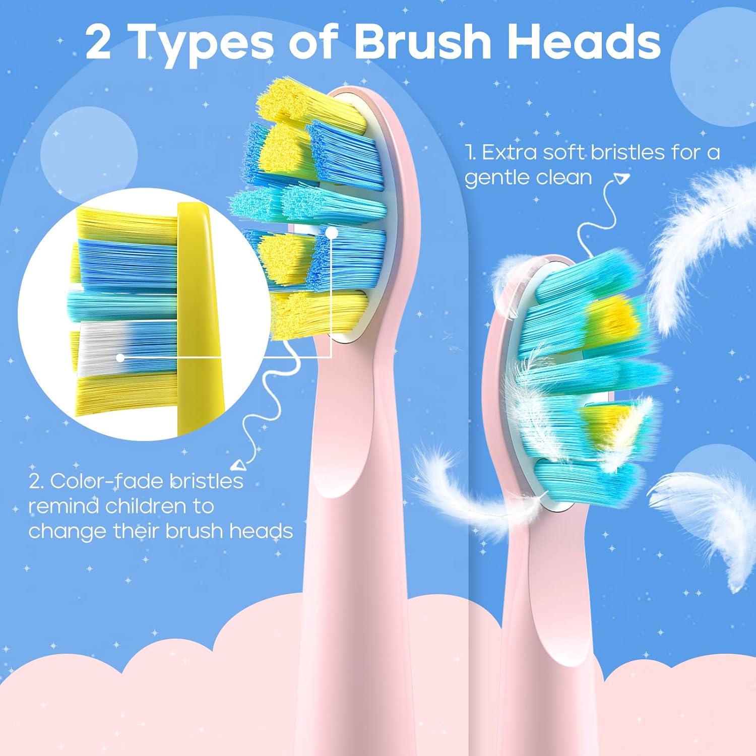 SEAGO Kids Electric Toothbrush, Sonic Soft Bristle Rechargeable Toothbrushes with DIY Stickers, 5