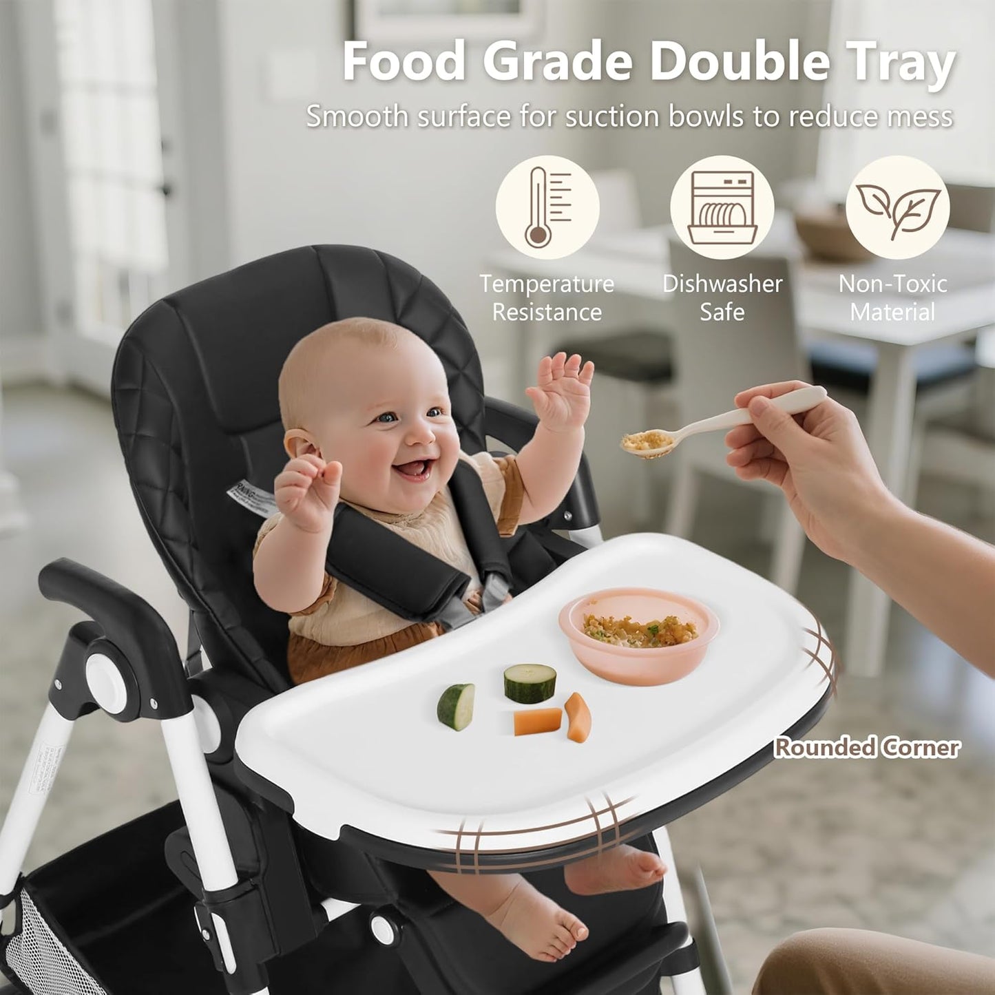 Kinder King Convertible Baby High Chair, Adjustable Feeding Chair for Babies and Toddlers with