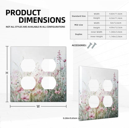 Outlet Covers Wildflower Botanical Watercolor Floral 2 Gang Double Duplex Decorative Light Switch Covers Electrical Wallplates Socket Faceplate For Bed Room Living Room Decor