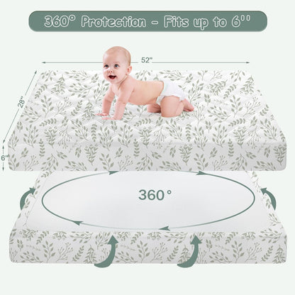 Yoofoss Waterproof Crib Mattress Protector 2 Pack, Quilted Crib Mattress Pad Cover Ultra Soft and