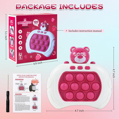Pop Fidget Toys Handheld Game for Teens, Push Bubble Light up Puzzle Game Machine & Best Gifts for Kids, Quick Push Games Educational Sensory Toys, Stress Relief Party Favors Toy Age 3-12(Bear-S)