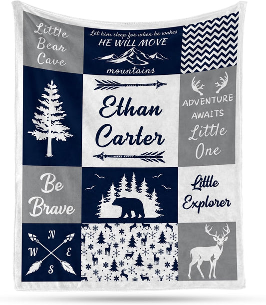 Ship Next Day, Personalized Baby Blankets - Printed in USA, Custom Name Blanket, Baby Blanket with