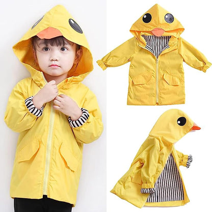 Toddler Baby Boy Girl Duck Rain Jacket Cute Cartoon Yellow Raincoat Hoodie Kids Coat Fall Winter School Outfit