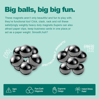 33mm Magnetic Balls Fidget Toys for Adults, Magnet Balls Metal Fidget Desk Toys for Office, Magnets and Stress Relief Gifts for Birthday(4 Pcs)
