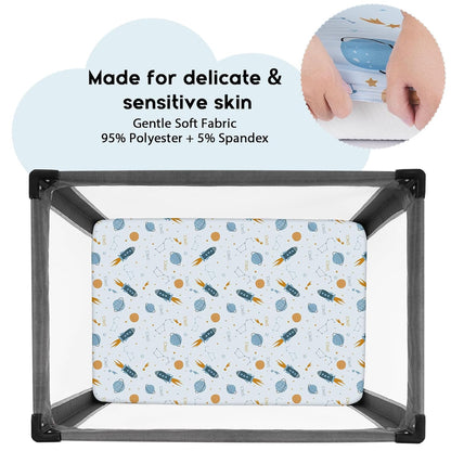 Yoofoss Pack and Play Sheets Fitted, Mini Crib Sheets 2-Pack for Pack N Play Mattress, Stretchy