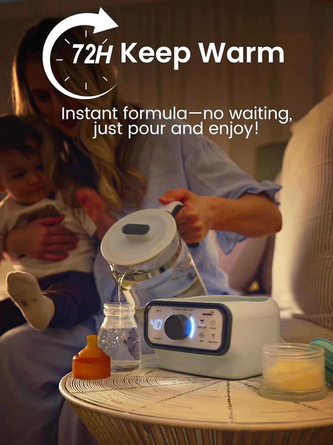 GROWNSY Baby Instant Warmer, Glass Water Boiler with Accurate Temperature Control for Formula