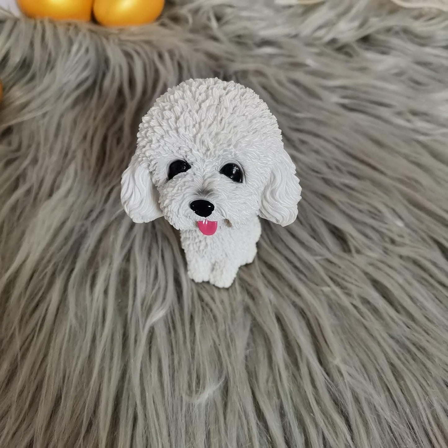 Resin Bobbing Head Dog Figurines Mini Bobblehead Puppy for Home Office Desk Car Dashboards Decor Ornaments (Teddy - White)