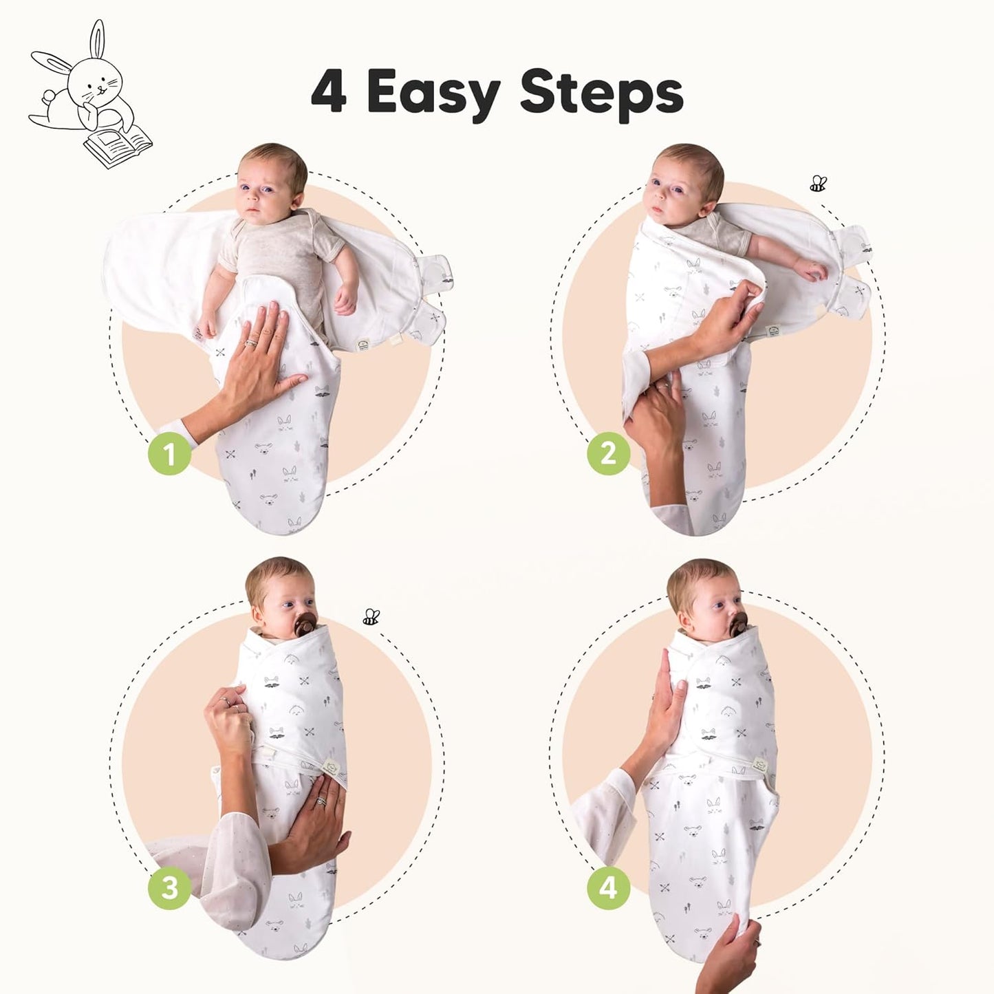 3-Pack Organic Baby Swaddle Sleep Sacks - Swaddles for Newborns, Infant 3-6 Months, Baby Girls