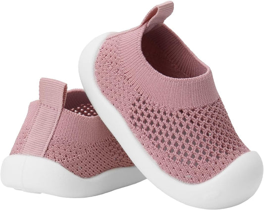 Baby Walking Shoes Toddler Girl Boy Soft Sole Breathable Mesh Slip on Summer Wide Shoes Infant Flexible Lightweight Non-Slip Safer Causal Tennis Shoes Toddler First Walkers Shoes Rubber Soles Outdoor