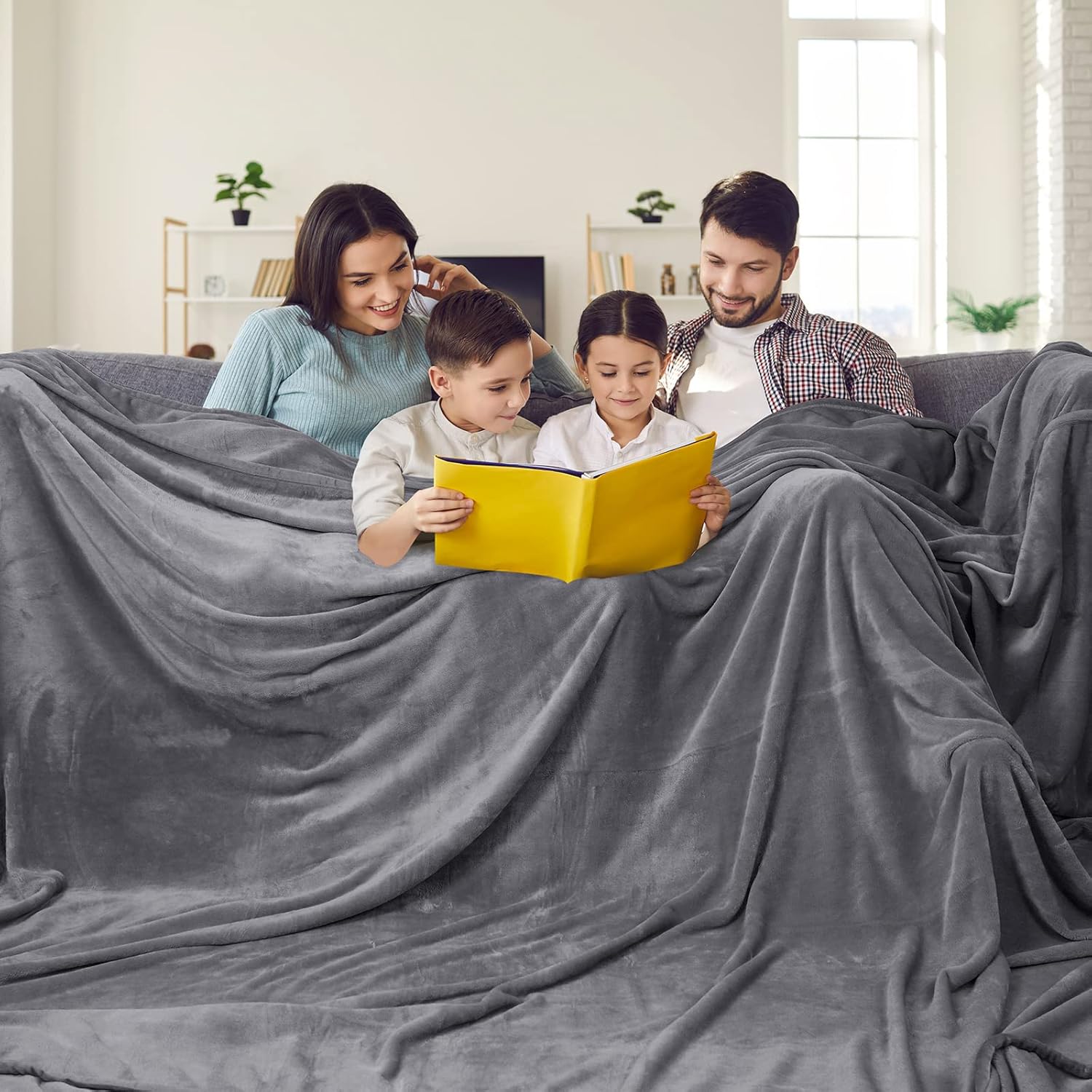PHF Oversized King Fleece Blanket 120"x120", No Shed No Pilling Big Soft Blanket, Extra Large 10'x