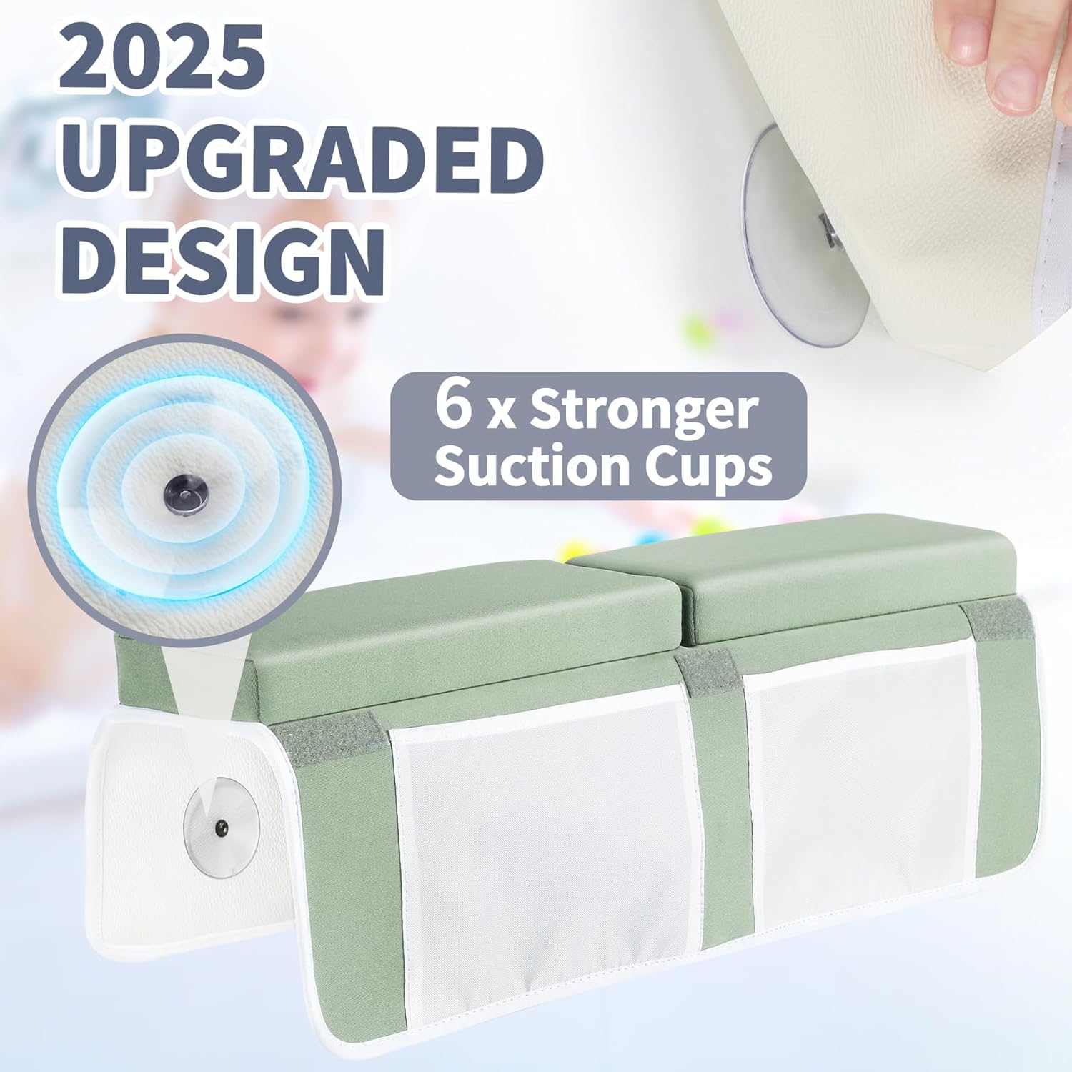 URMYWO Bath Kneeler and Elbow Rest Pad Set - 1.5" Thick Baby Bath Kneeler Pads with Toys Organizer