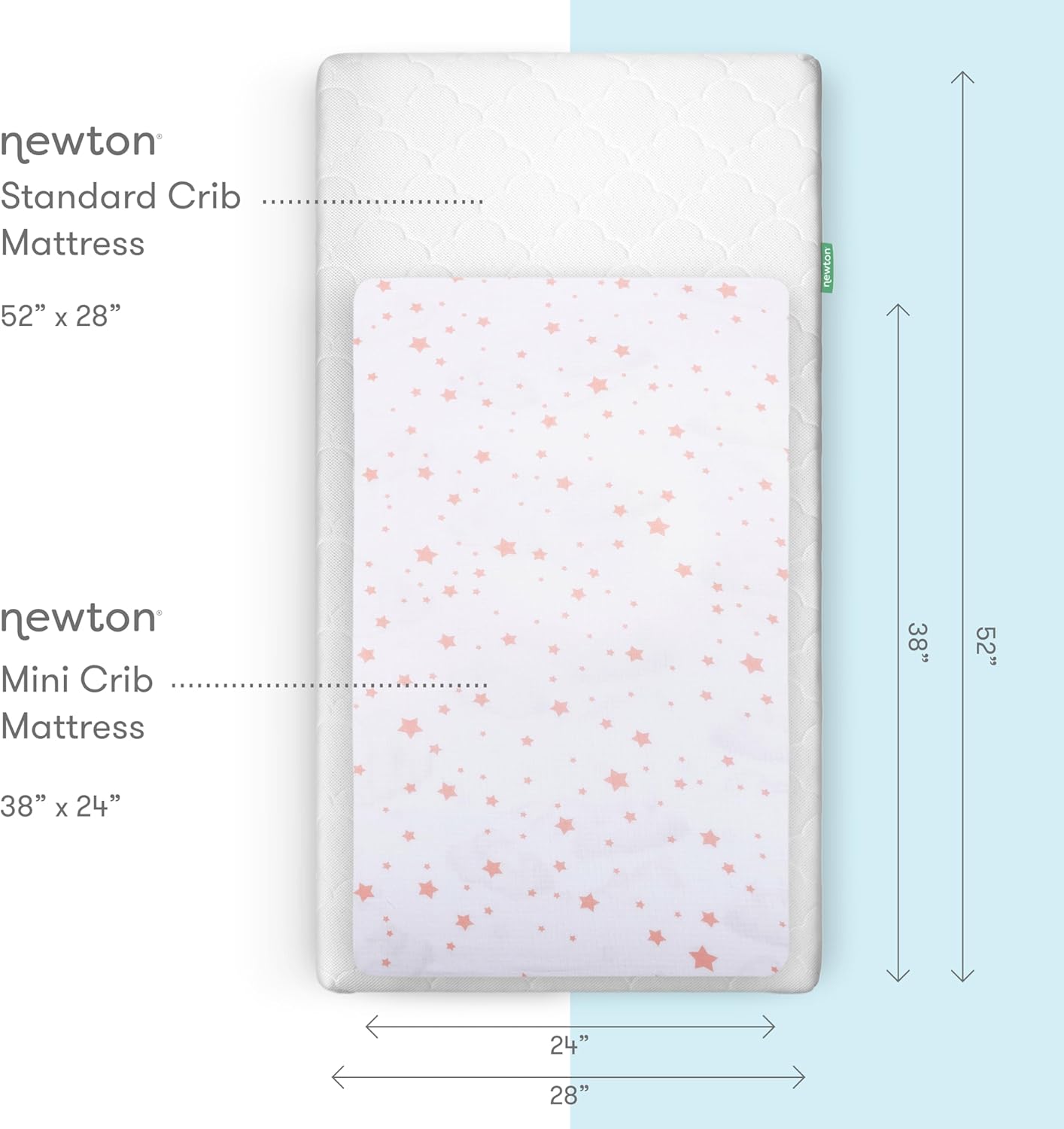 Newton Baby Mini Crib Fitted Sheets (2-Pack) | Organic Muslin Cotton, Breathable & Soft Baby