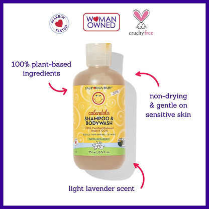 California Baby Calendula Shampoo and Body Wash - Allergy tested Baby Soap and Toddler Shampoo, for