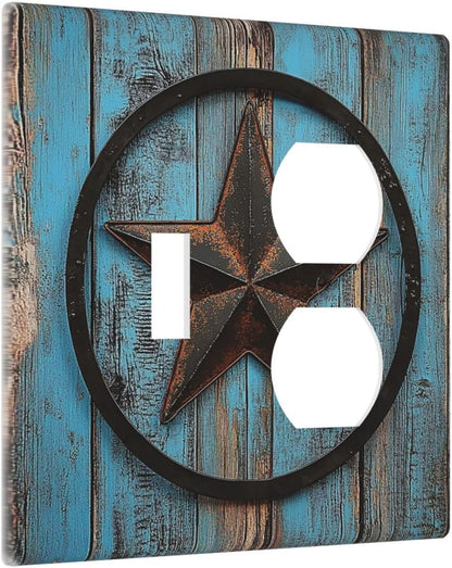 Wallplates Rustic Wood Country Barn Texas Star On Teal 1 Toggle 1 Duplex Switch Plate Electrical