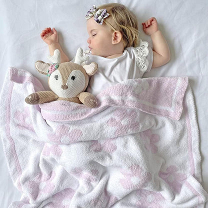 Living Textiles Chenille Baby Blanket - Purple Flower Ultra Soft, Thick, and Versatile | Warm