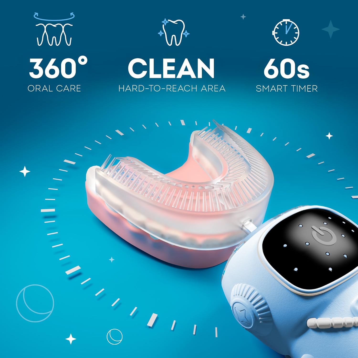 Bendi Kids U-Shaped Electric Toothbrush Ages 2-7 – 360° Mouthguard Design with Memory, 5 Brushing