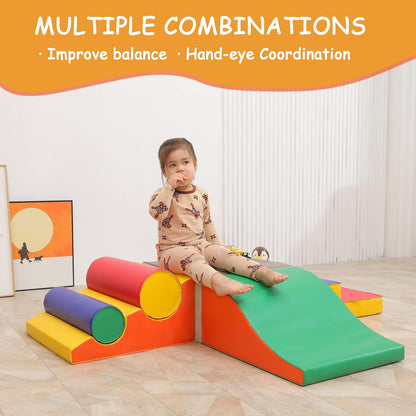 Toddler Foam Climbing Set Indoor - Kids Climb & Crawl Soft Activity Playset - Toddler Climber Gymnastics Equipment for Walking in Balance