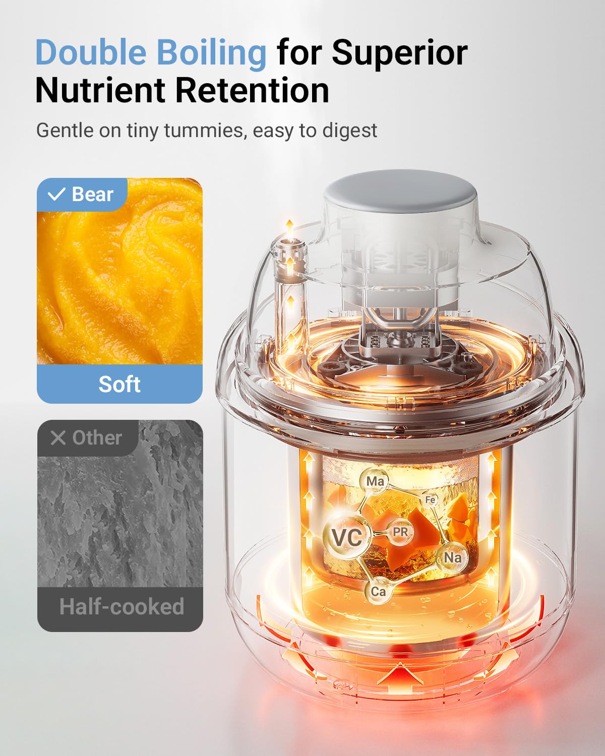 Bear NutriEase AllStage Stainless Steel Baby Food Maker Steamer and Blender